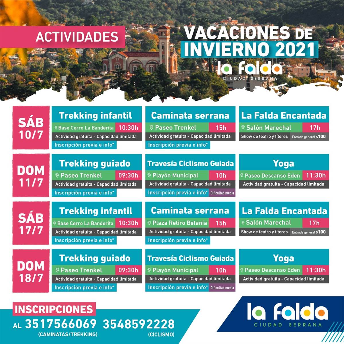 Grilla de actividades para disfrutar en La Falda este fin de semana –  Córdoba Turismo